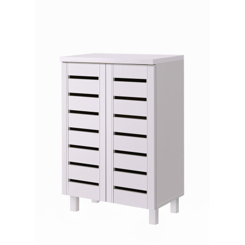 Timber Art Design UK 4 Tier Shoe Storage Cabinet 2 Door Cupboard Stand Rack Unit White