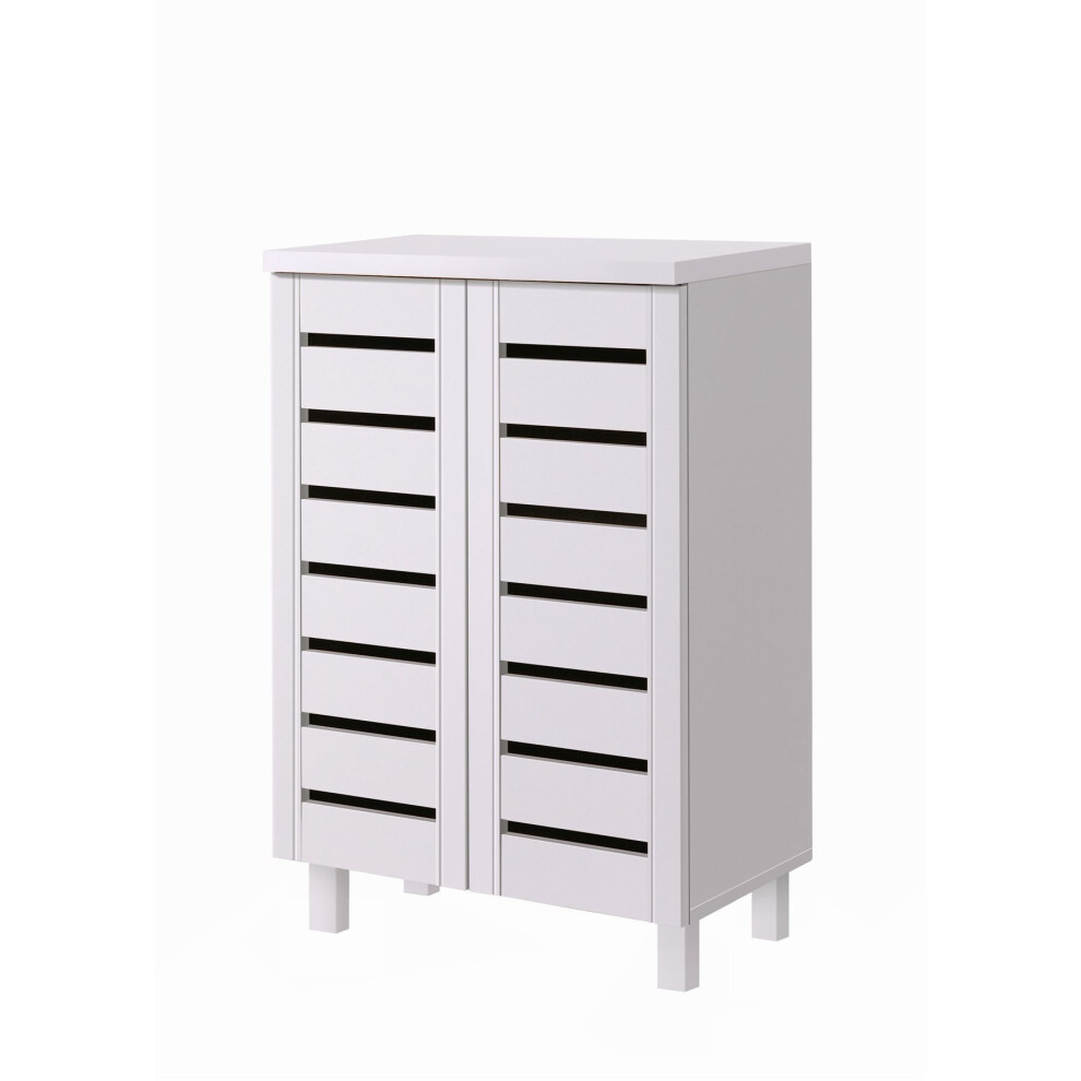 4 Tier Shoe Storage Cabinet 2 Door Cupboard Stand Rack Unit White
