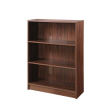 Walnut 3 Tier Low Wide Bookcase Freestanding Storage Unit Living Room Bedroom