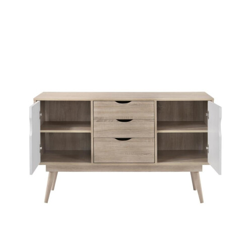 Timber Art Design UK Alford Sideboard 2 Doors 3 Drawers Storage Cabinet Cupboard Oak White 1