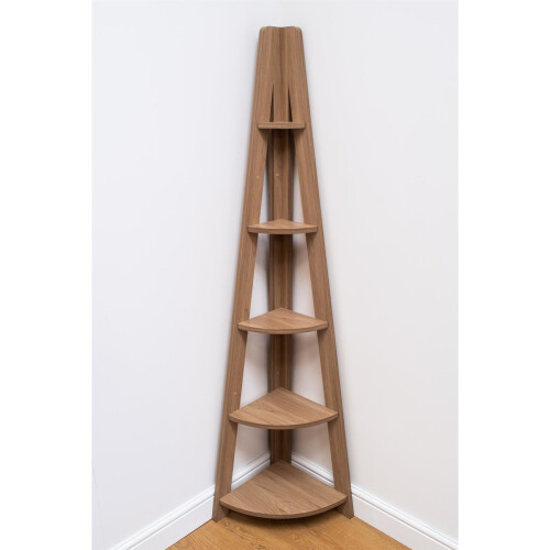 Riva Scandinavian Retro Corner Ladder Bookcase Shelving Shelf Unit Oak