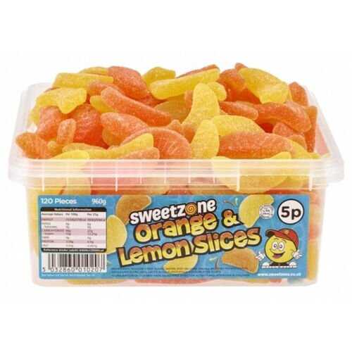 SweetZone Orange & Lemon Slices 740g Tub of HMC Approved 100% Halal Sweets