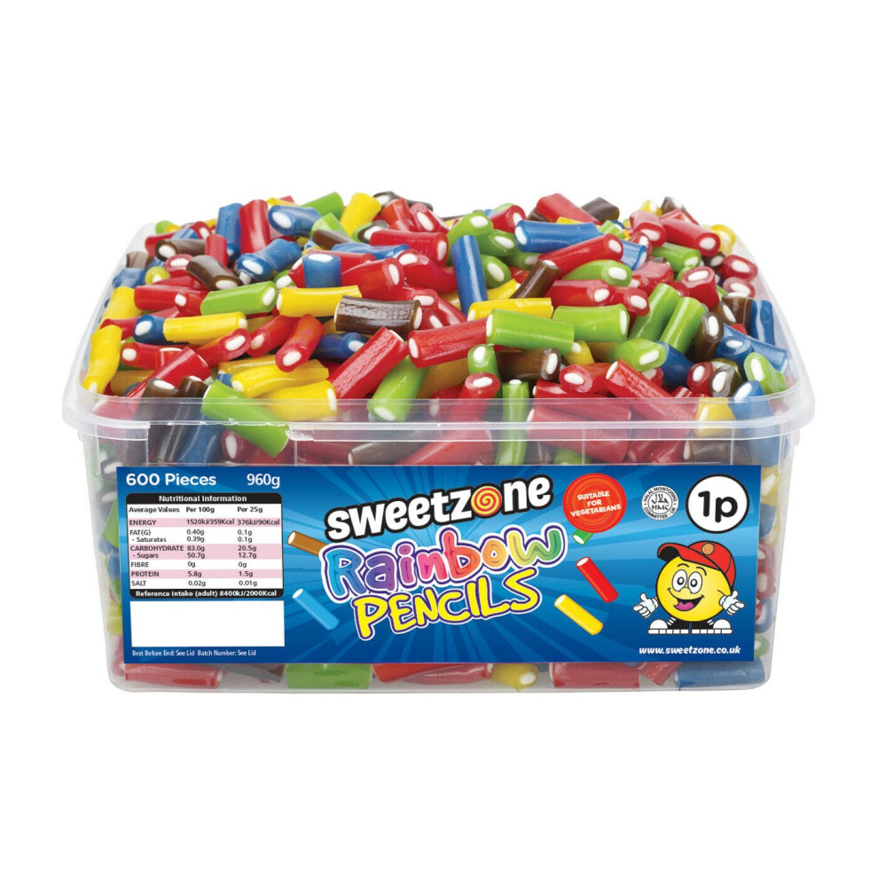 SweetZone Rainbow Pencils 740g Tub of HMC Approved 100% Halal Sweets