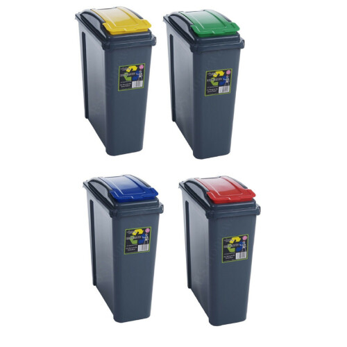 (25L Slimline, S/4 Each Color 25L) Plastic Recycling Bin Touch Top