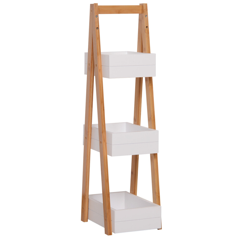 HOMCOM Bathroom Rack A Shape 3-Tier Storage Unit Shelving Organizer