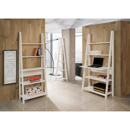 Timber Art Design UK 5 Tier Ladder Corner Bookcase Shelving Rack Display Organiser White 2