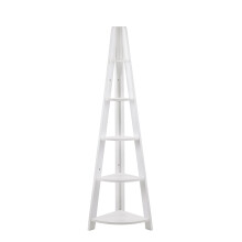 5 Tier Ladder Corner Bookcase Shelving Rack Display Organiser White