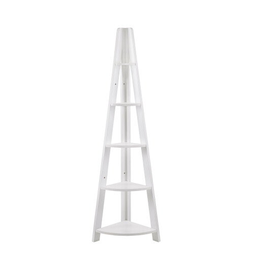Timber Art Design UK 5 Tier Ladder Corner Bookcase Shelving Rack Display Organiser White