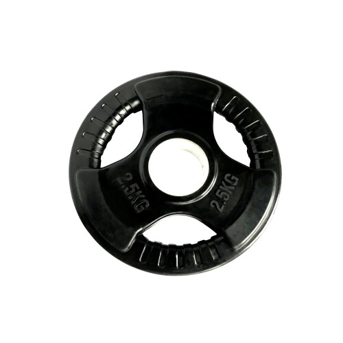 (2.5kg, Pair) Black Rubber Coated Tri Grip Weight Plates 1