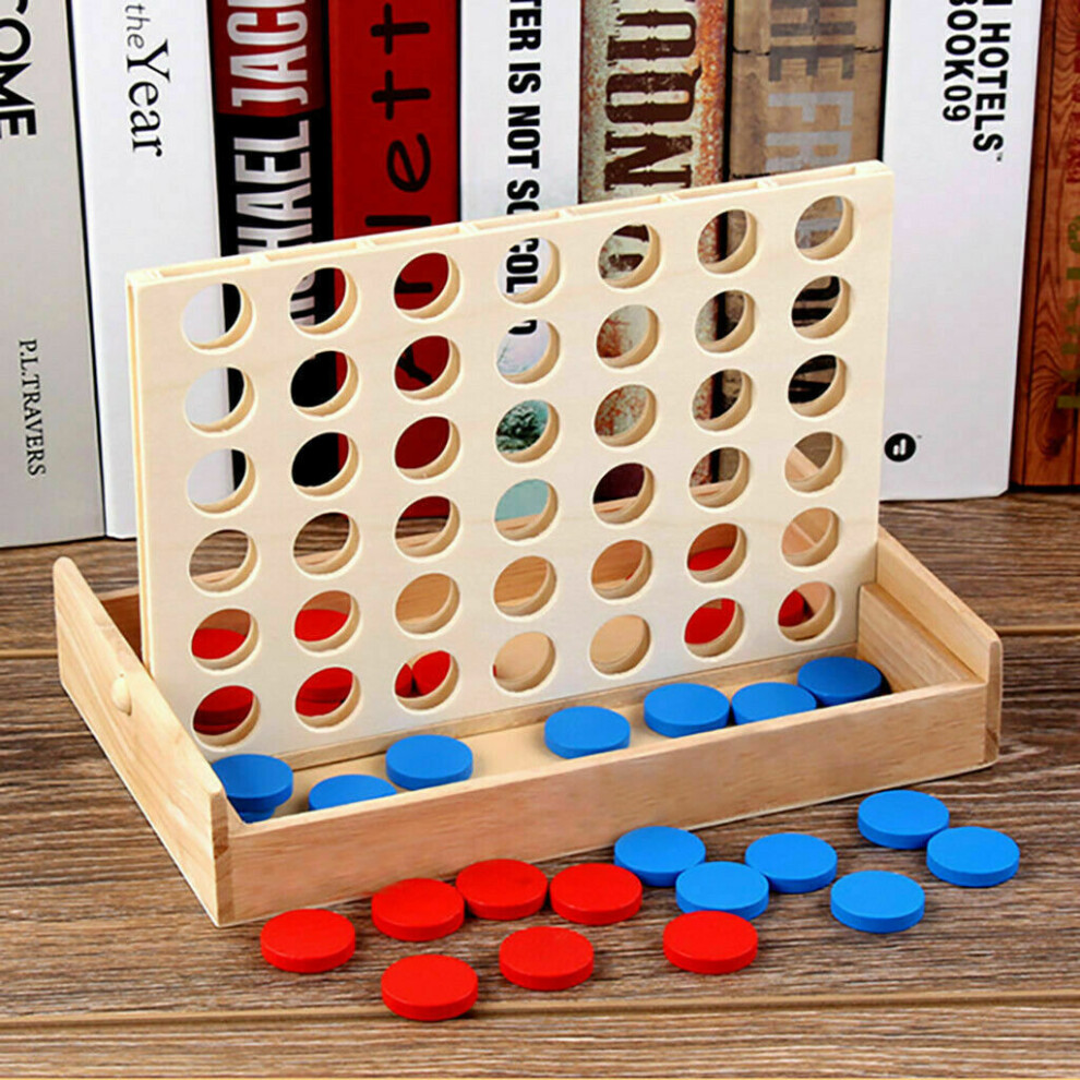 The Magic Toy Shop Four in a Line Traditional Wooden Edu Board Game Classic 4 in a Row Connect Four