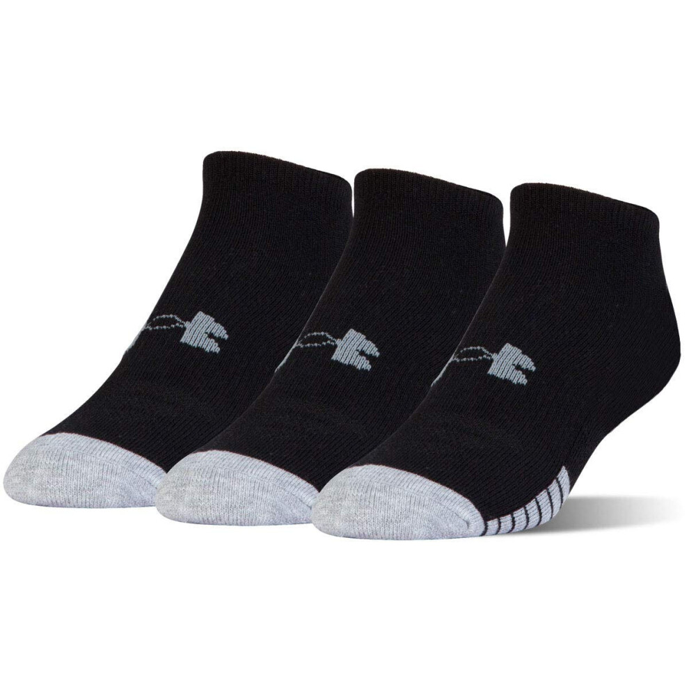 (Black, UK 8.5-11.5) Under Armour HeatGear No Show Adult Sport Socks 3 Pack Black