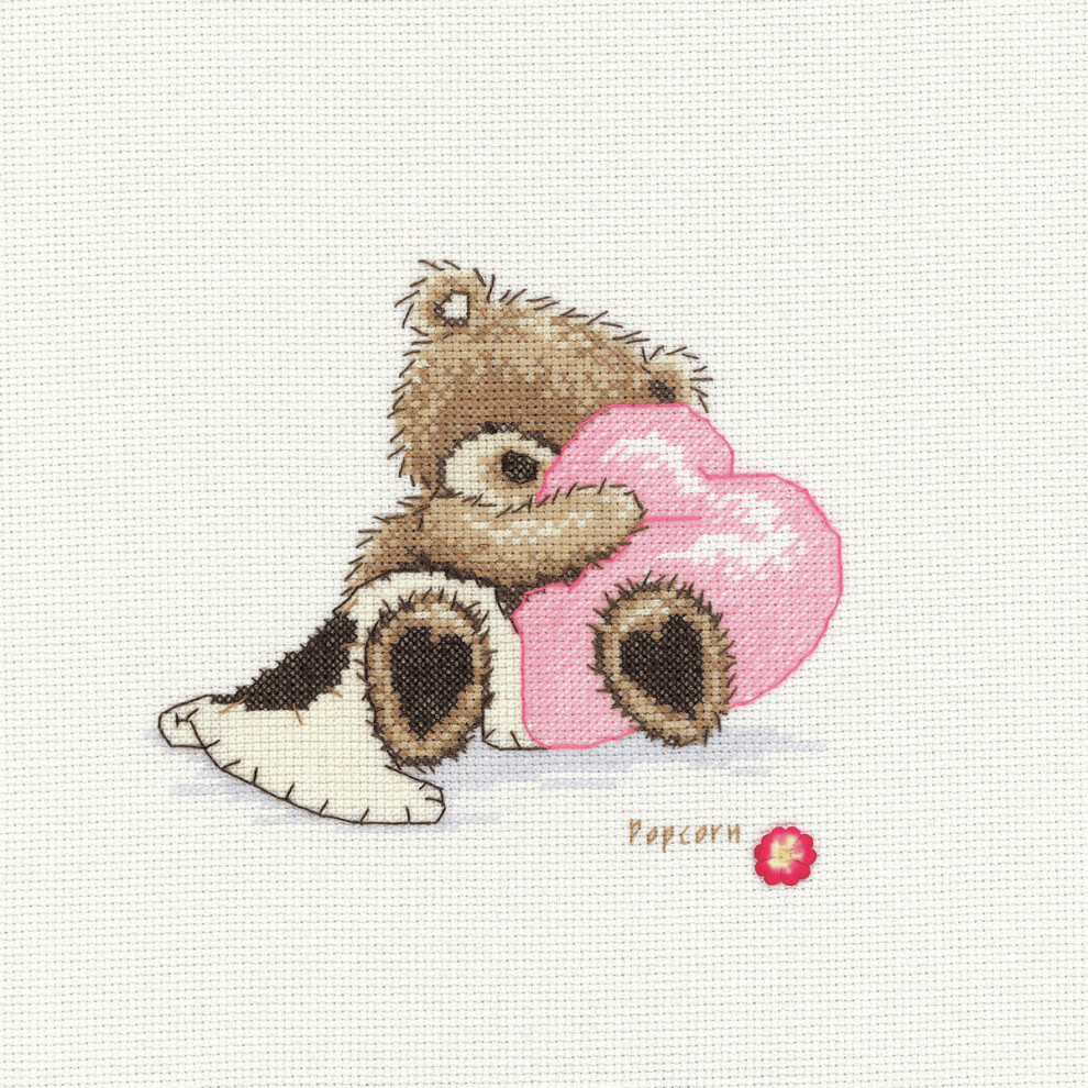 Vervaco White "Popcorn The Bear Dreaming" Counted Cross Stitch Kit