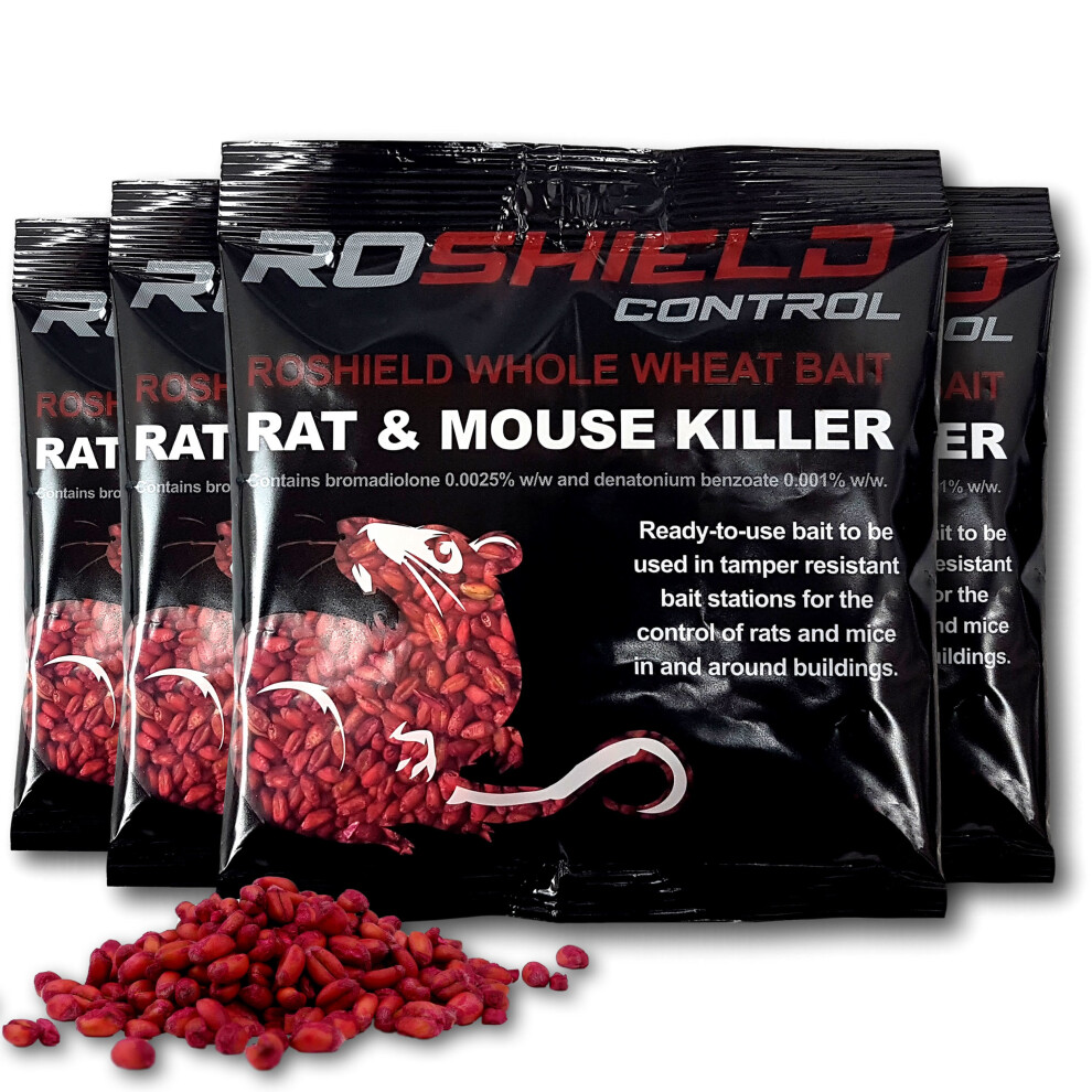 Roshield 500g Whole Wheat Bait Rat & Mouse Poison Killer Sachet Kit+ 20% Extra Free-image-OPC-P5PZ876-NEW