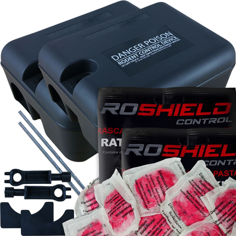 Roshield (2 Boxes & 300G Pasta) External Rat & Mouse Pasta Bait Box Kit