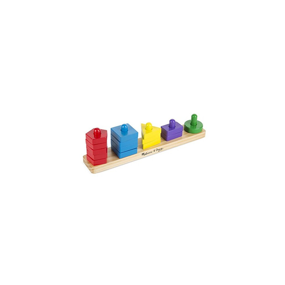 Melissa Doug Stack and Sort Board Wooden Educational Toy With 15 Solid Wood Pieces