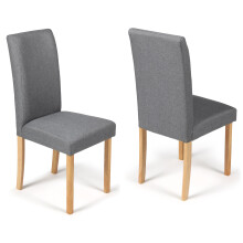 (Grey Marl Fabric, 2) Torino Chairs With Oak Legs | Faux Leather Dining Chairs