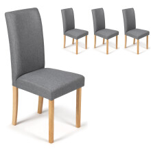 (Grey Marl Fabric, 4) Torino Chairs With Oak Legs | Faux Leather Dining Chairs