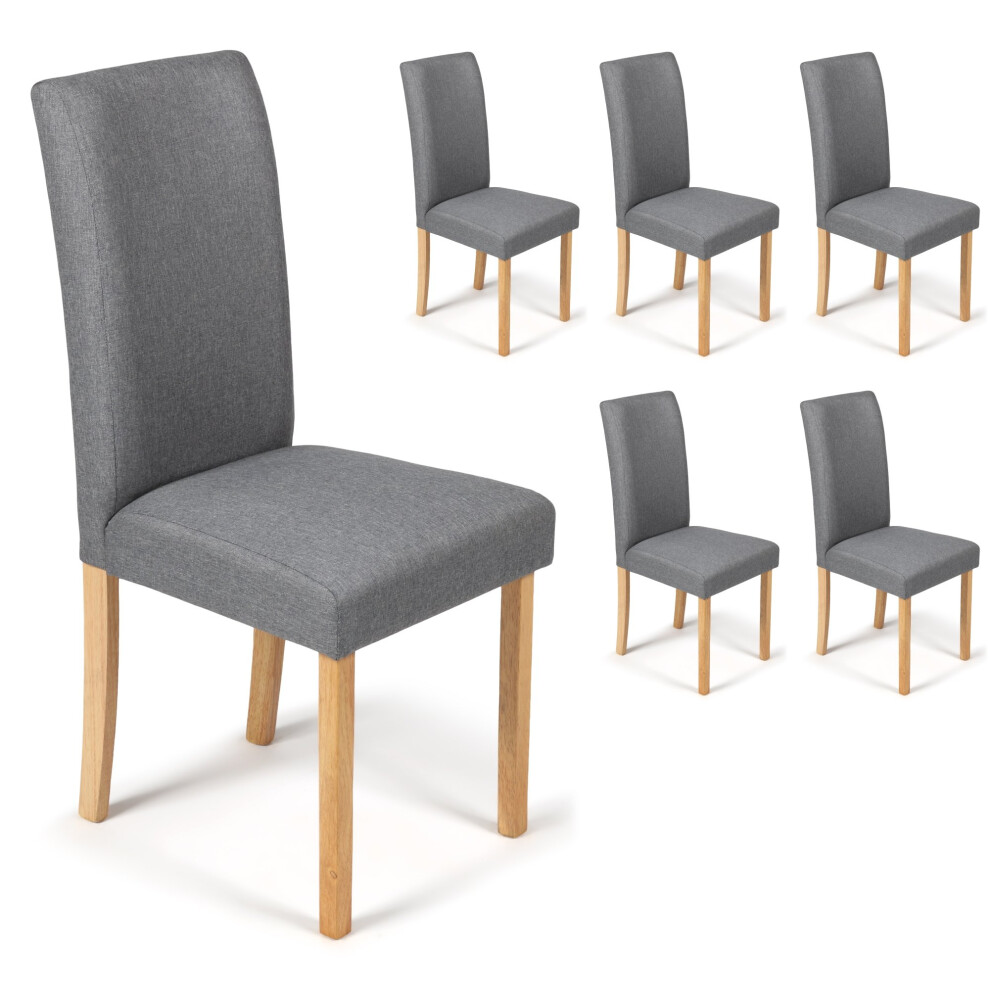 (Grey Marl Fabric, 6) Torino Chairs With Oak Legs | Faux Leather Dining Chairs