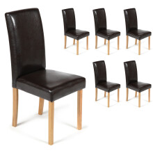 (Brown, 6) Torino Chairs With Oak Legs | Faux Leather Dining Chairs