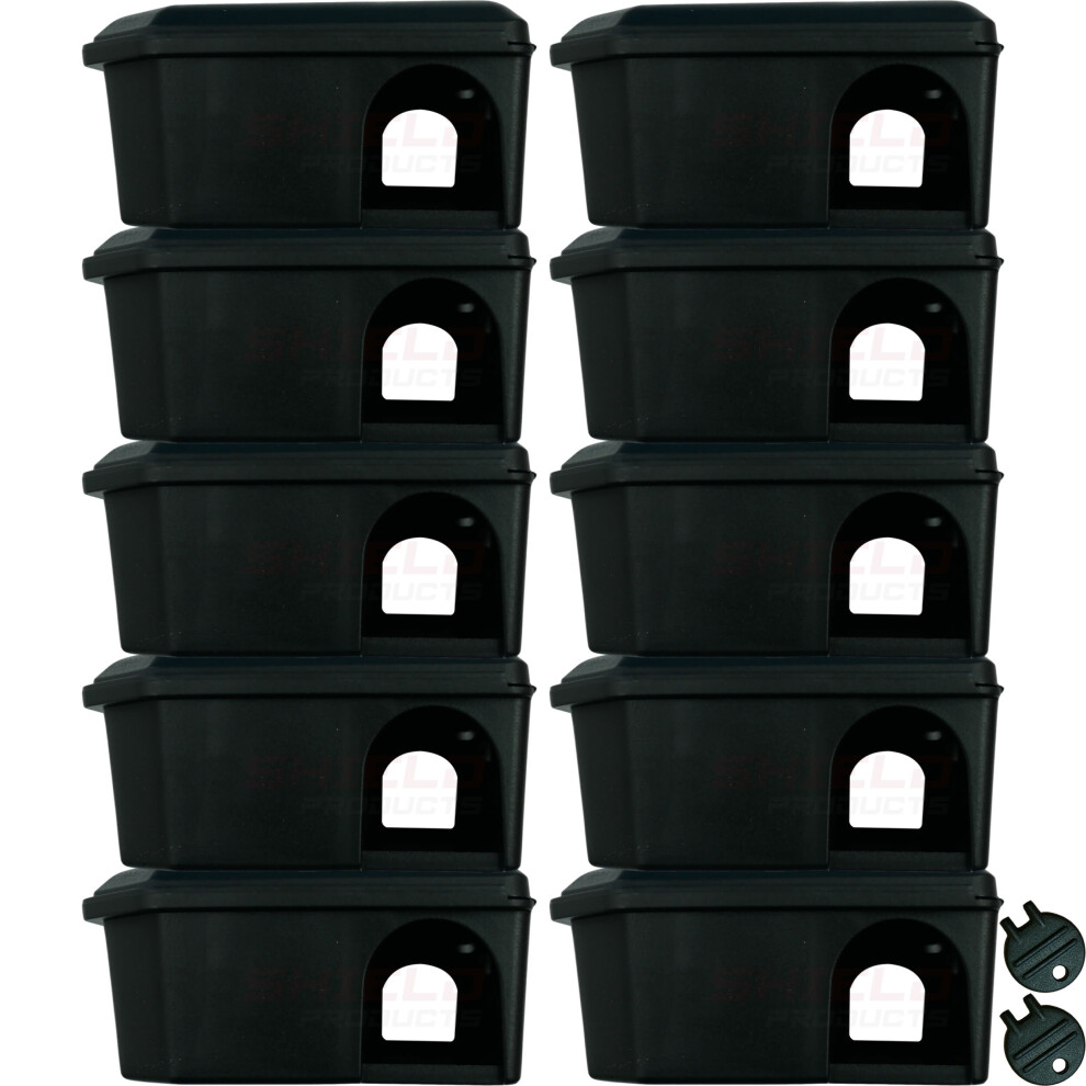 (Black) Roshield 10 x Tamper-Proof Mouse Bait Boxes