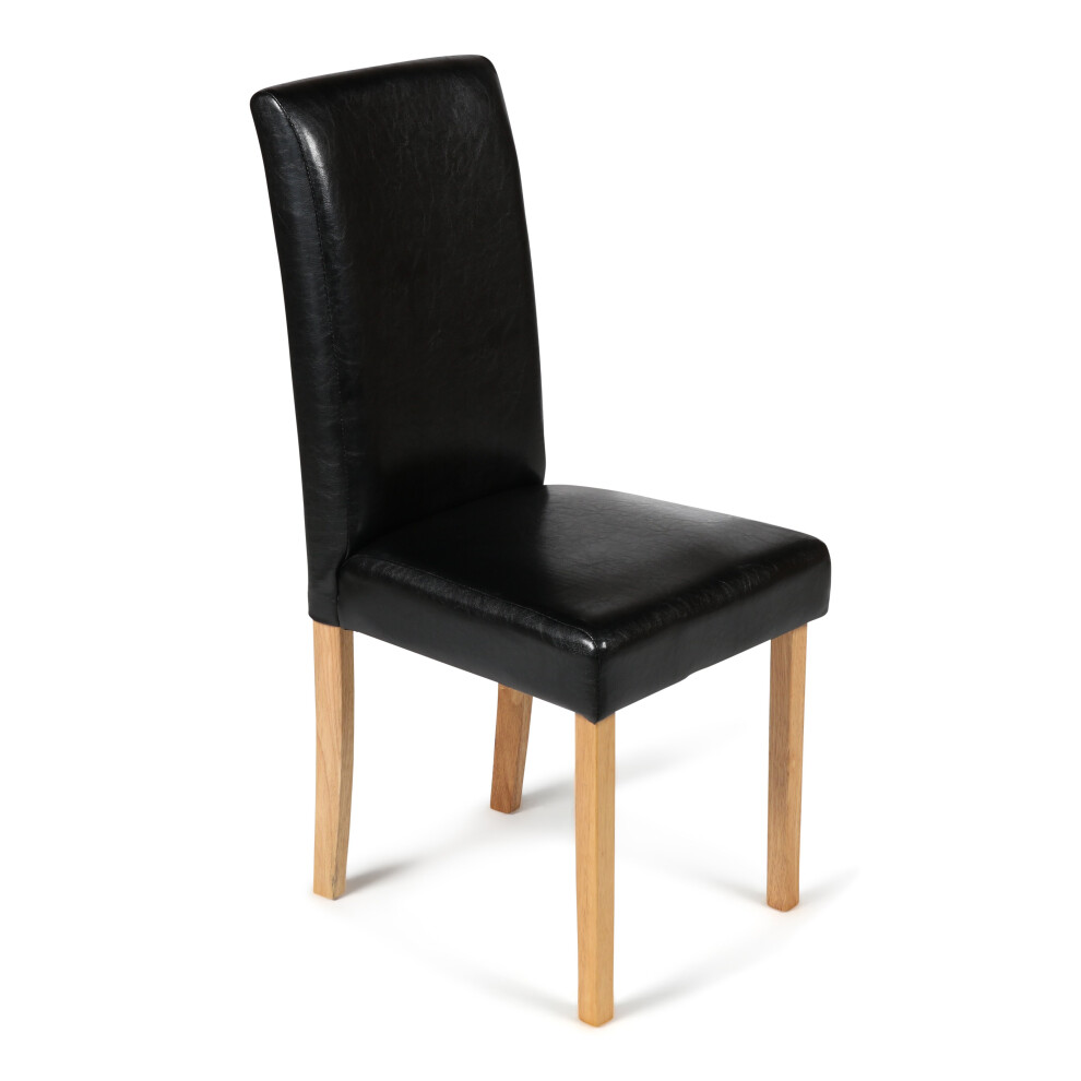 Black Torino Dining Chair Faux Leather With Light Oak Wood Leg