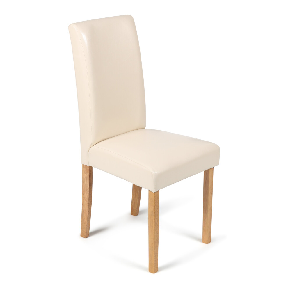 Cream Torino Dining Chair Faux Leather With Light Oak Wood Leg