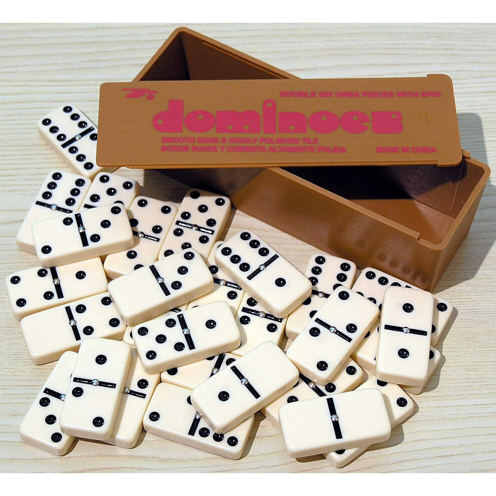 (White) Double Six Dominoes with Spinners in the Box