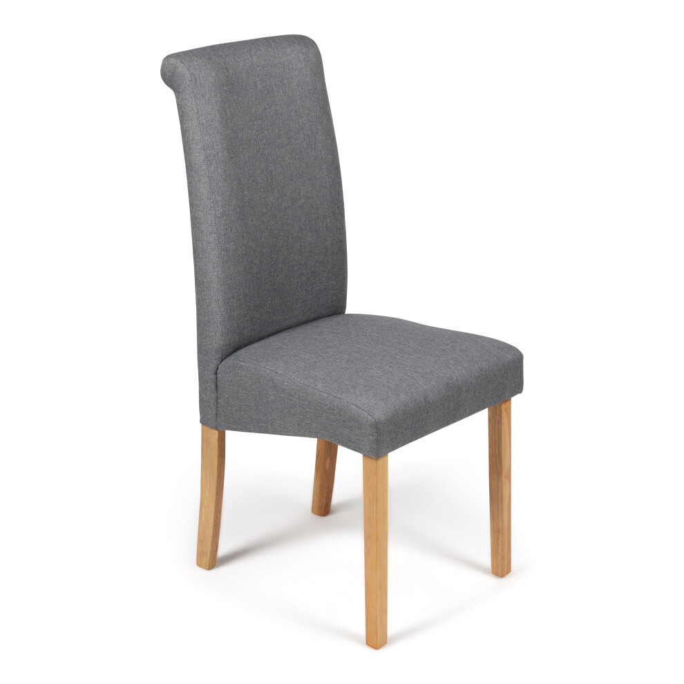 Grey Marl Fabric Roma Dining Chair With Scroll Top & Light Oak Leg