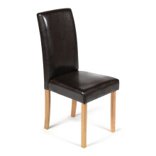 Brown Torino Dining Chair Faux Leather With Light Oak Wood Leg