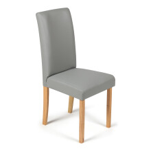 Grey Torino Dining Chair Faux Leather With Light Oak Wood Leg