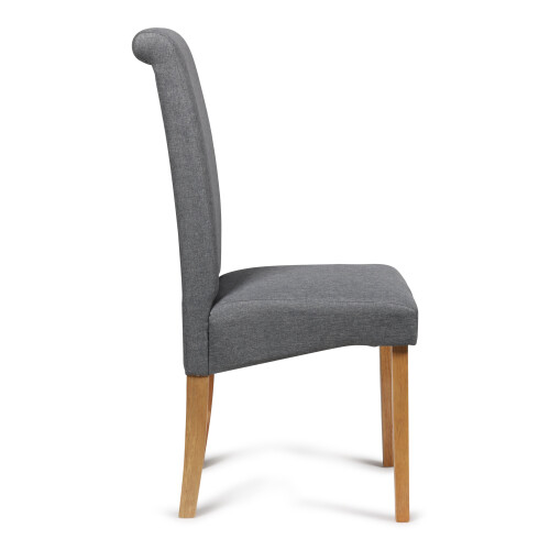 Grey Marl Fabric Roma Dining Chair With Scroll Top & Light Oak Leg 2