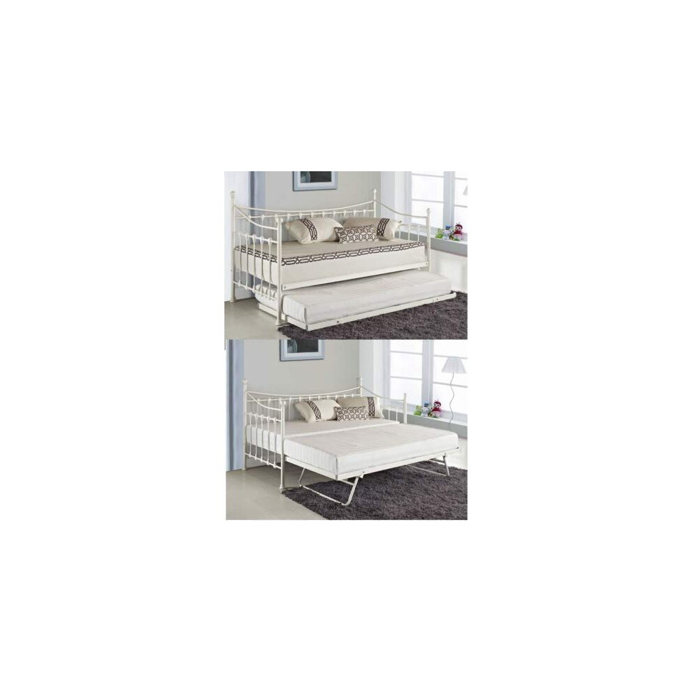 White 3ft daybed with under bed trundle frame day bed frame