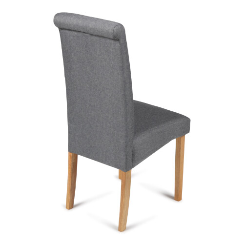 Grey Marl Fabric Roma Dining Chair With Scroll Top & Light Oak Leg 1