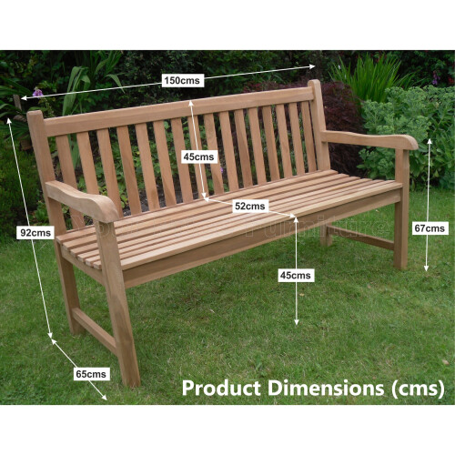 (150cms) Java Teak Bench - Chunky Quality Garden Patio Bench 1
