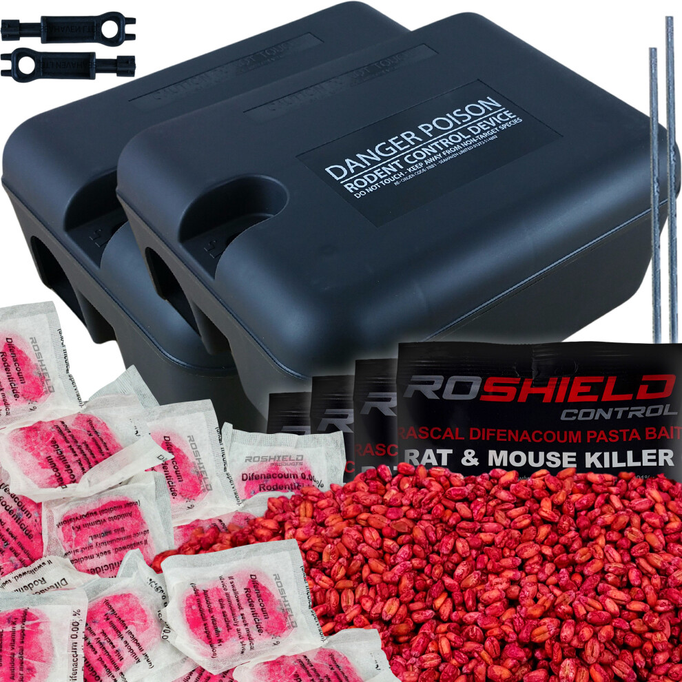 (2 Box Control Kit) Roshield Multi-Bait Rat & Mouse Poison Box Kit-image-OPC-P5PZ882-NEW