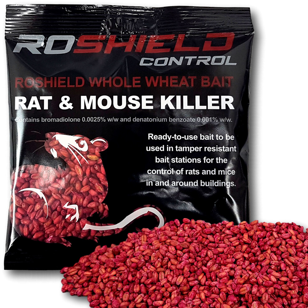 Roshield 1kg Whole Wheat Bait Rat & Mouse Poison Killer Sachet Kit