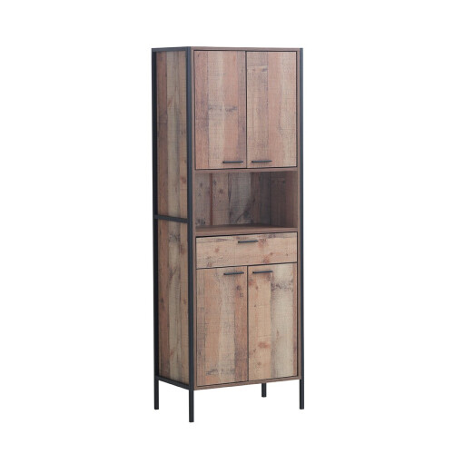 Timber Art Design UK Stretton Tall Storage Kitchen Pantry Sideboard Cabinet Rustic Industrial Oak 1