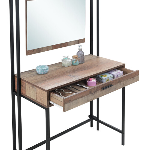 Timber Art Design UK Stretton Bedroom Dressing Vanity Makeup Table Mirror & Drawer Rustic Oak Effect 2