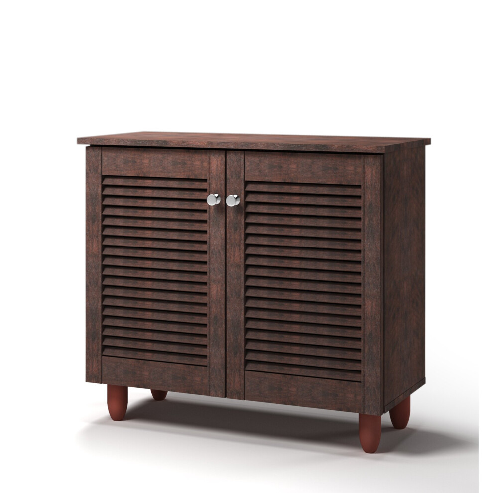 Timber Art Design Uk Modern Shoe Storage Cabinet 2 Doors Footwear Stand Rack Unit Cupboard Dark Wenge