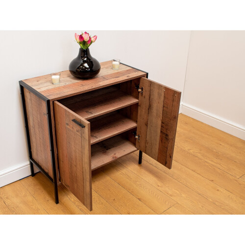 Timber Art Design UK Stretton Sideboard with 2 Doors Storage Cupboard Rustic Industrial Oak Effect 2