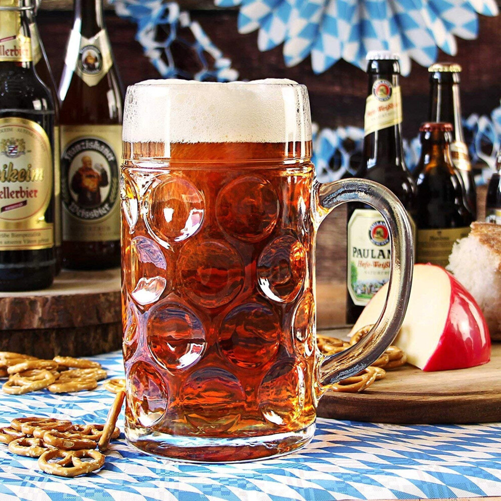 German Beer Stein Glass 2 Pint, Tankard, Beer Mugs, Beer Steins