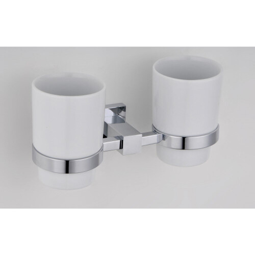 Double Round Glass Tumber with Square Frame Holder