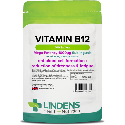LINDENS Vitamin B12 1000mcg Sublingual - 100 Tablets