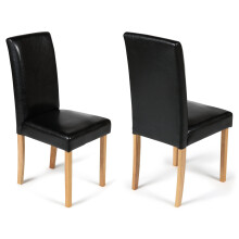 (Black, 2) Torino Chairs With Oak Legs | Faux Leather Dining Chairs