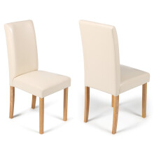 (Cream, 2) Torino Chairs With Oak Legs | Faux Leather Dining Chairs