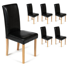 (Black, 6) Torino Chairs With Oak Legs | Faux Leather Dining Chairs