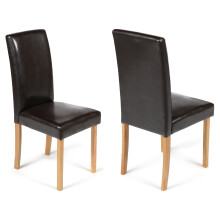 (Brown, 2) Torino Chairs With Oak Legs | Faux Leather Dining Chairs
