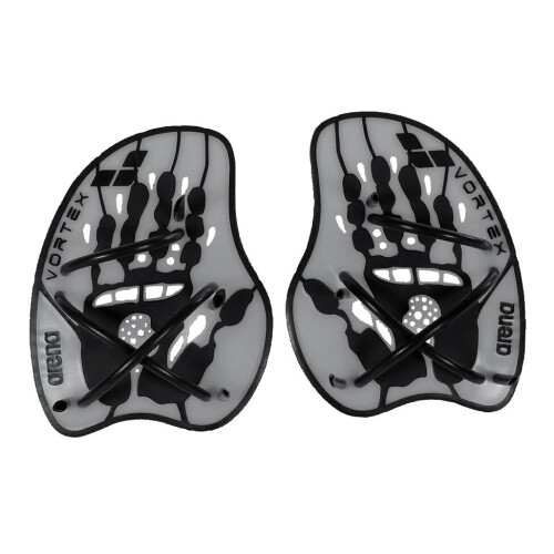 Arena (L, Silver/Black) Arena Vortex Evolution Hand Paddle Swim Training Aid