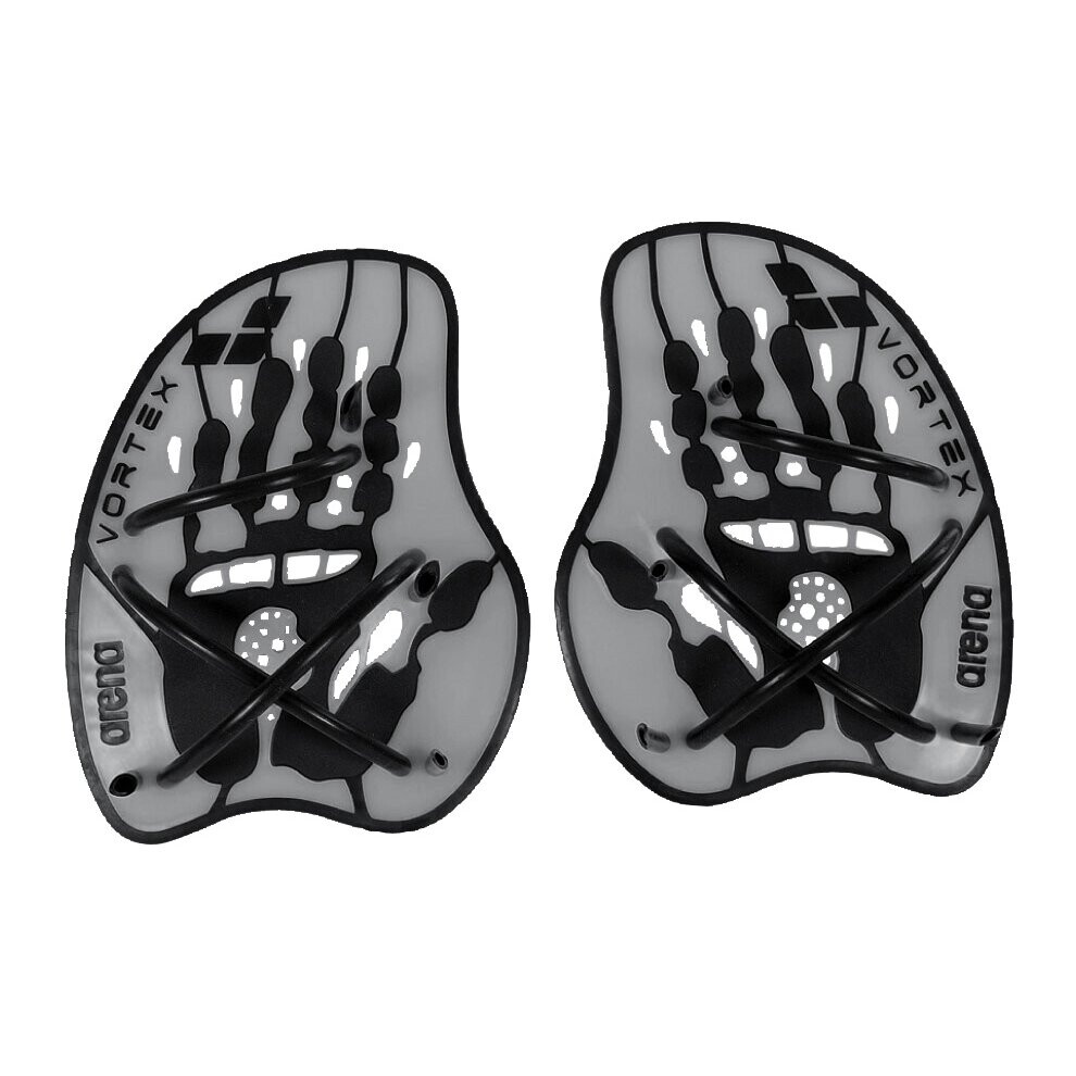 (L, Silver/Black) Arena Vortex Evolution Hand Paddle Swim Training Aid