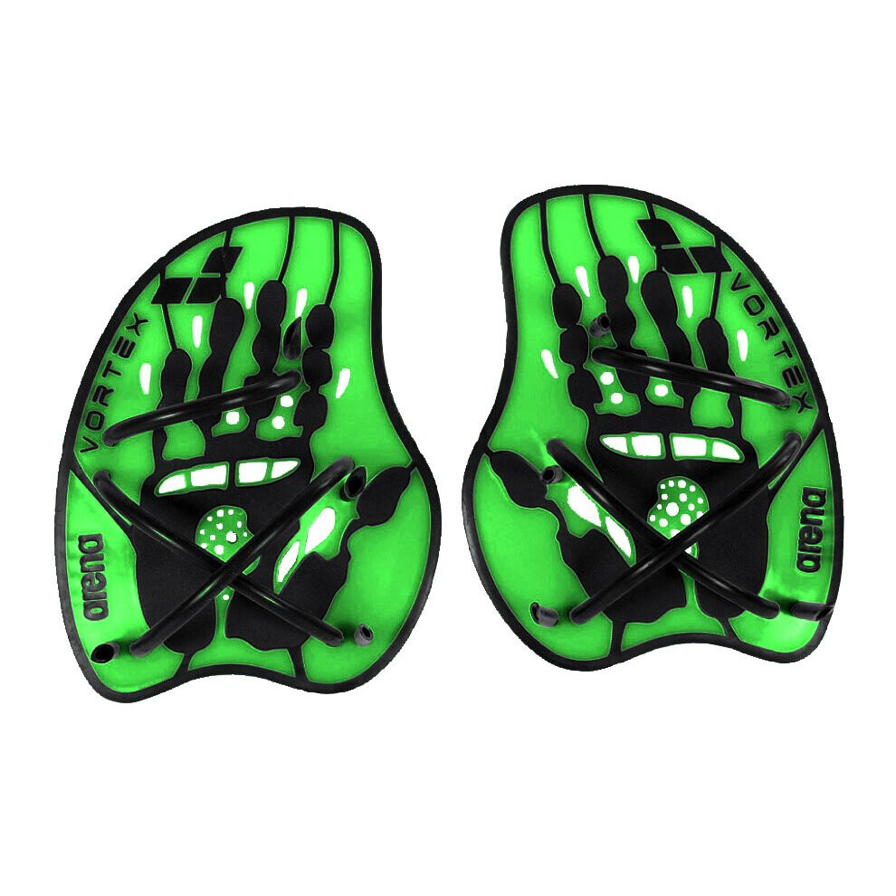 (L, Acid Lime/Black) Arena Vortex Evolution Hand Paddle Swim Training Aid